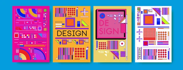 Abstract Kleurrijk Collage Poster Ontwerpsjabloon Koele Geometrische Retro Achtergrond Cover — Stockfoto