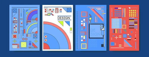 Šablona Návrhu Plakátu Abstraktní Barevné Koláže Zajímavý Geometrický Retro Design — Stock fotografie