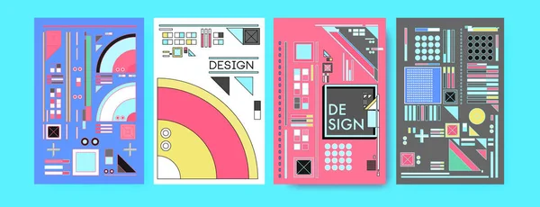 Soyut renkli kolaj poster tasarım şablonu. Serin geometrik ve retro arka kapak tasarımı.