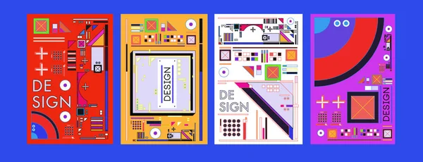 Abstract colorful collage poster design template. Cool geometric and retro background cover design.