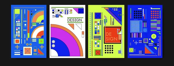 Soyut Renkli Kolaj Poster Tasarım Şablonu Serin Geometrik Retro Arka — Stok fotoğraf