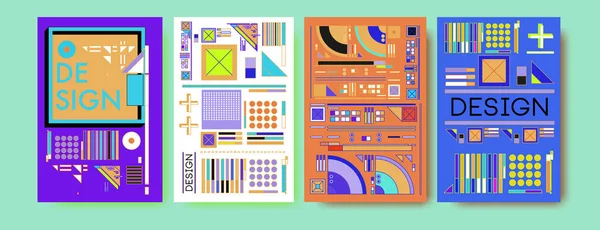 Abstract colorful collage poster design template. Cool geometric and retro background cover design.