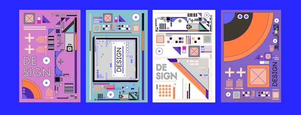 Abstrakta Färgstarka Collage Affisch Designmall Cool Geometriska Och Retro Bakgrund — Stockfoto