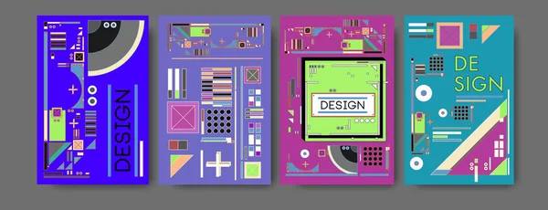 Šablona Návrhu Plakátu Abstraktní Barevné Koláže Zajímavý Geometrický Retro Design — Stock fotografie