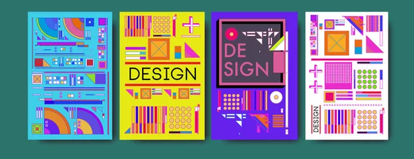 Abstrakte Farbenfrohe Collage Plakatentwurf Vorlage Cooles Geometrisches Und Retro Hintergrunddesign — Stockfoto