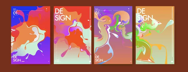 Liquid and flow colorful background. Splash of paint illustration. Set of poster and cover design template