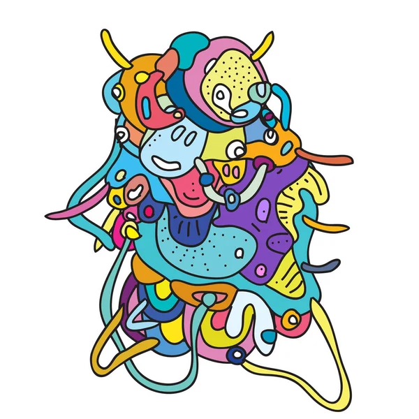 Ilustração Doodle Vetorial Colorido Abstrato Com Forma Curvilínea Líquida —  Vetores de Stock