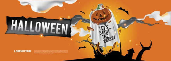 Plantilla Diseño Banner Fiesta Halloween — Archivo Imágenes Vectoriales