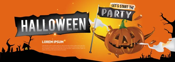 Plantilla Diseño Banner Fiesta Halloween — Archivo Imágenes Vectoriales