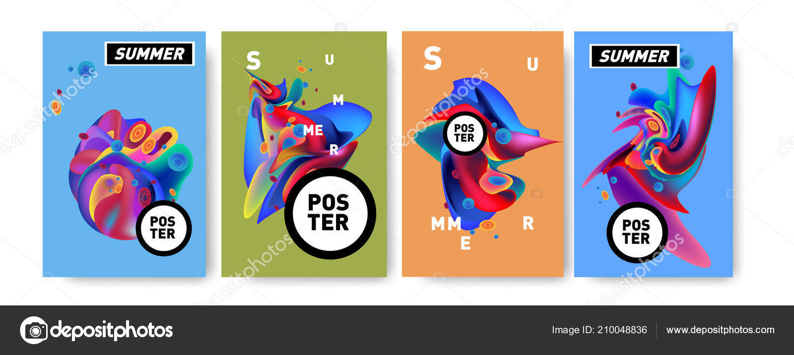 colorful summer poster design template liquid fluid background