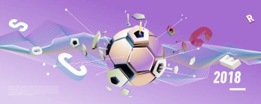 Futbol ve futbol dijital web afiş ve poster. Tasarım şablonu ve haber ve spor için arka plan.