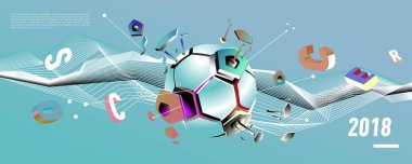 Futbol ve futbol dijital web afiş ve poster. Tasarım şablonu ve haber ve spor için arka plan.