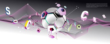 Futbol ve futbol dijital web afiş ve poster. Tasarım şablonu ve haber ve spor için arka plan.