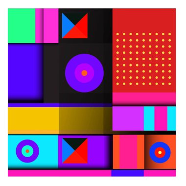 Modaya uygun curvy geometrik memphis öğeleri renkli bir tasarım. Retro 90s doku, desen ve öğeleri tarzı. Modern soyut kültür arka plan tasarımı ve kapak şablonu.