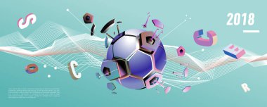 Futbol ve futbol dijital web afiş ve poster. Tasarım şablonu ve haber ve spor için arka plan.