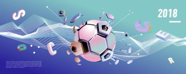 Futbol ve futbol dijital web afiş ve poster. Tasarım şablonu ve haber ve spor için arka plan.