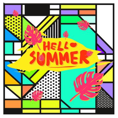 Vektör renkli yaz afiş. Yaz Festivali için resimde arka plan şablonu.