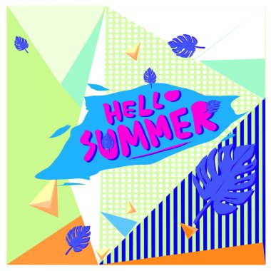Soyut geometrik yaz poster ve başlık sayfası. Moda ve seyahat indirim ve promosyon ile retro tarzı tasarım. Özel tatil teklif ile vektör çizim.