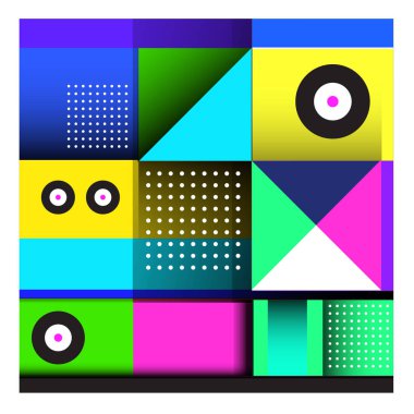 Modaya uygun curvy geometrik memphis öğeleri renkli bir tasarım. Retro 90s doku, desen ve öğeleri tarzı. Modern soyut kültür arka plan tasarımı ve kapak şablonu.