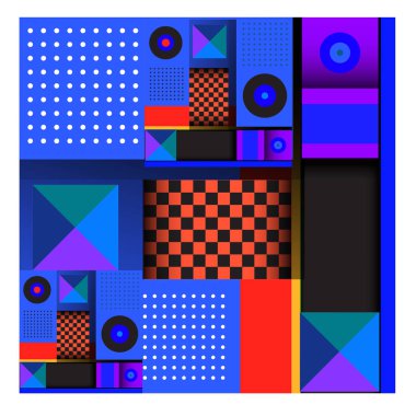 Modaya uygun curvy geometrik memphis öğeleri renkli bir tasarım. Retro 90s doku, desen ve öğeleri tarzı. Modern soyut kültür arka plan tasarımı ve kapak şablonu.