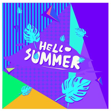 Vektör renkli yaz afiş. Yaz Festivali için illüstrasyon tropikal arka plan.