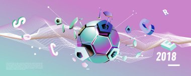 Futbol ve futbol dijital web afiş ve poster. Tasarım şablonu ve haber ve spor için arka plan.