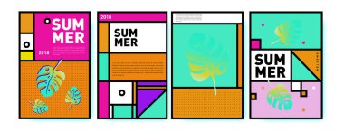 Yaz renkli poster tasarım şablonu. Yaz satış arka plan ve örnek kümesi. Yaz olay poster ve başlık sayfası için minimalist tasarım stil 
