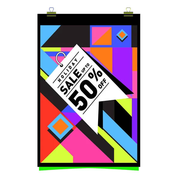 Holiday Sale Memphis Style Web Banner Fashion Travel Discount Poster — Stock Vector