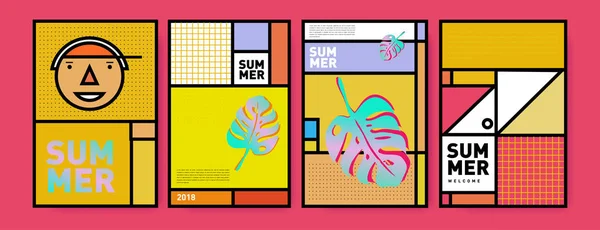 Sommer Bunte Plakatdesign Vorlage Reihe Von Sommerschlussverkauf Hintergrund Und Illustration — Stockvektor