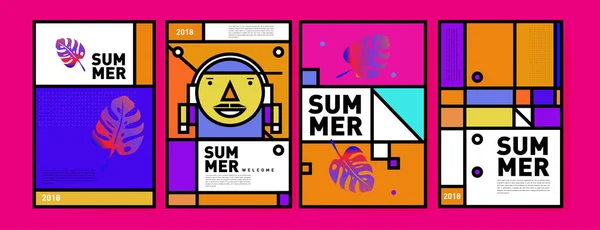 Sommer Bunte Plakatdesign Vorlage Reihe Von Sommerschlussverkauf Hintergrund Und Illustration — Stockvektor