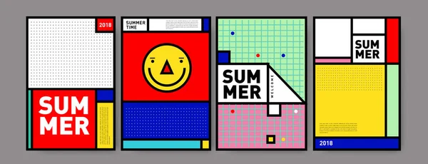 Sommer Bunte Plakatdesign Vorlage Reihe Von Sommerschlussverkauf Hintergrund Und Illustration — Stockvektor