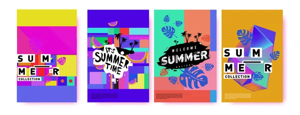 Sommer Bunte Plakatdesign Vorlage Reihe Von Sommerschlussverkauf Hintergrund Und Illustration — Stockvektor