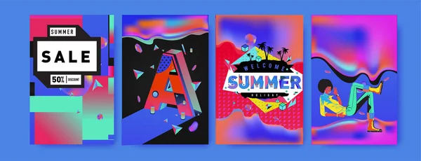 Vektor Sommerschlussverkauf Plakat Und Hintergrund Reihe Von Mode Sommer Banner — Stockvektor