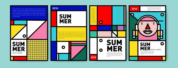 Plantilla Diseño Cartel Colorido Verano Conjunto Fondo Venta Verano Ilustración — Archivo Imágenes Vectoriales