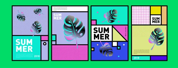 Sommer Bunte Plakatdesign Vorlage Reihe Von Sommerschlussverkauf Hintergrund Und Illustration — Stockvektor