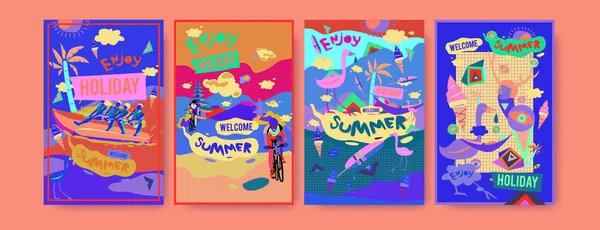 Sommerillustration Für Plakat Cover Und Werbung Illustration Retro Und Vintage — Stockvektor