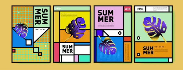 Sommer Bunte Plakatdesign Vorlage Reihe Von Sommerschlussverkauf Hintergrund Und Illustration — Stockvektor