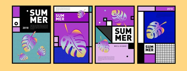 Sommer Bunte Plakatdesign Vorlage Reihe Von Sommerschlussverkauf Hintergrund Und Illustration — Stockvektor