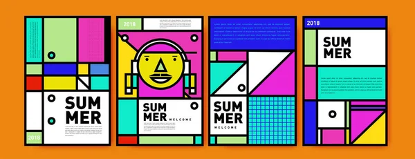 Πρότυπο Σχεδίασης Πολύχρωμη Αφίσα Καλοκαίρι Σύνολο Καλοκαίρι Πώληση Φόντο Και — Διανυσματικό Αρχείο