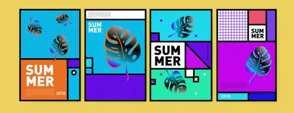 Sommer Bunte Plakatdesign Vorlage Reihe Von Sommerschlussverkauf Hintergrund Und Illustration — Stockvektor