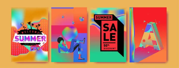 Vektor Sommerschlussverkauf Plakat Und Hintergrund Reihe Von Mode Sommer Banner — Stockvektor