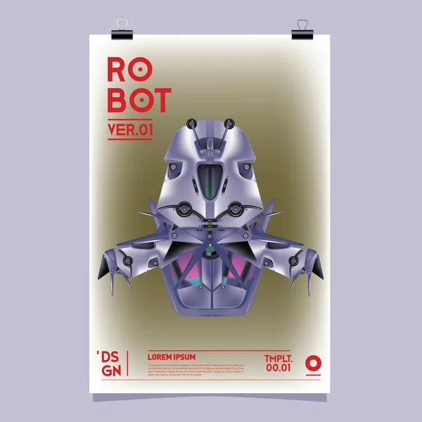 Vector Realistic Robot Illustration Robot Toys Design Festival Poster Template — Stock Vector