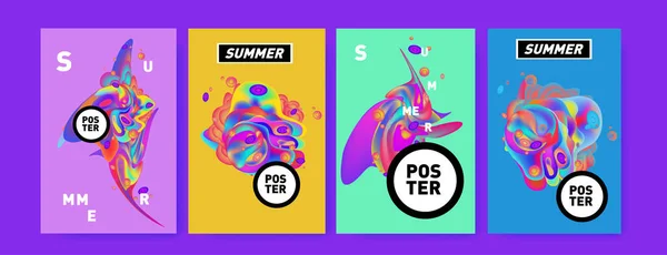 カラフルな夏のポスターのデザインのテンプレートです 夏の液体 流体の背景 — ストックベクタ