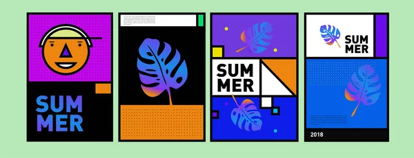 Sommer Bunte Plakatdesign Vorlage Reihe Von Sommerschlussverkauf Hintergrund Und Illustration — Stockvektor