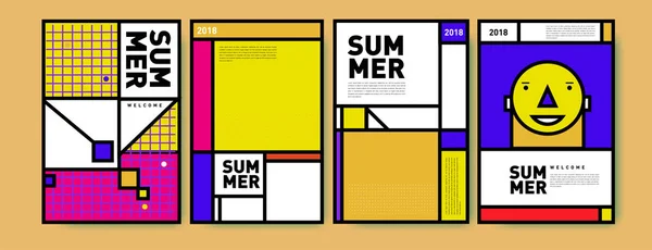 Sommer Bunte Plakatdesign Vorlage Reihe Von Sommerschlussverkauf Hintergrund Und Illustration — Stockvektor