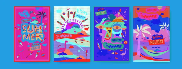 Sommerillustration Für Plakat Cover Und Werbung Illustration Retro Und Vintage — Stockvektor