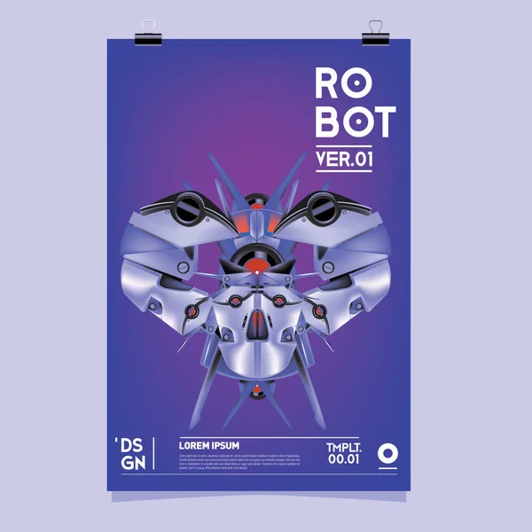 Ilustração Robô Realista Vetorial Modelo Cartaz Festival Design Robôs Brinquedos —  Vetores de Stock