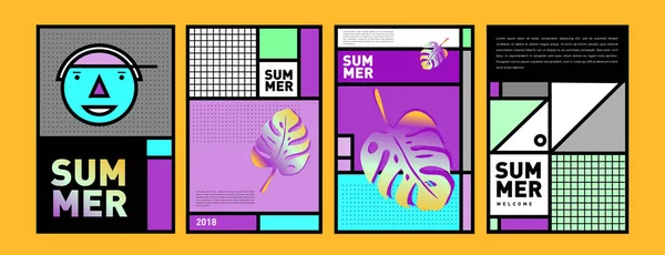 Verão Modelo Design Cartaz Colorido Conjunto Fundo Venda Verão Ilustração — Vetor de Stock