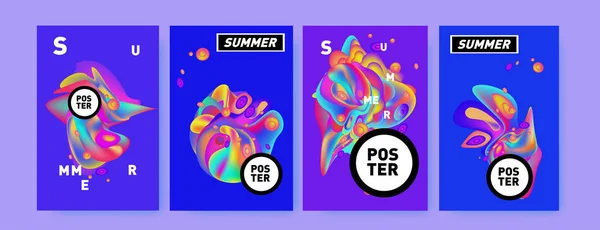 Kolorowy Lato Plakat Projekt Szablon Płynów Cieczy Tło Lato — Wektor stockowy