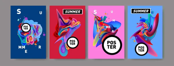 화려한 포스터 디자인 파일입니다 여름에 액체와 — 스톡 벡터